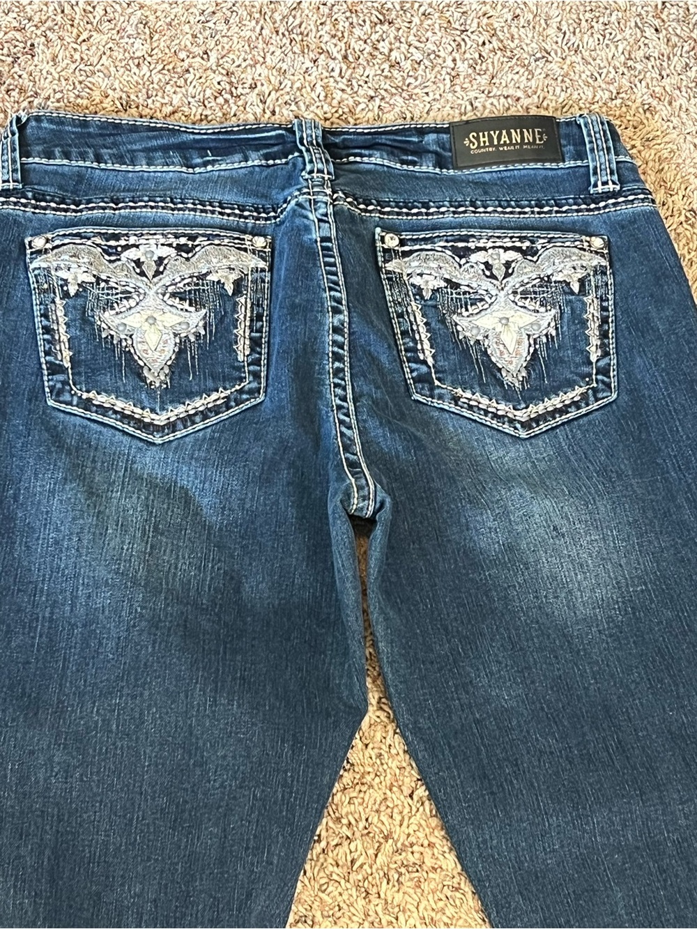 Shyanne Women's Bootcut embellish blue jeans 34 Y2K